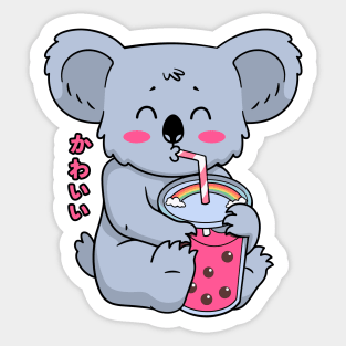 Kawaii Koala Drinking Bubble Tea Sticker